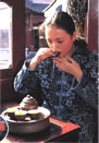 Woman enjoying "gong fu tea"