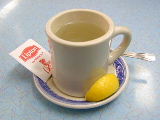 When you ask for tea in a diner, you receive a teabag and a cup of hot water like this.