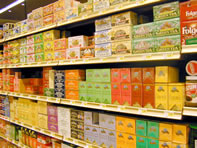 A wall of varieties of teabags
